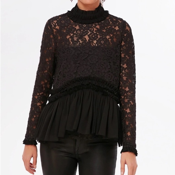 Tuckernuck Tops - Tuckernuck Black Lace Peplum Blouse